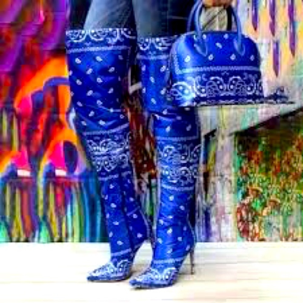 Bandana Boot Thigh High Boots W/ Matching Bag